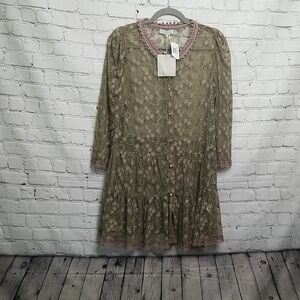 By Stella Large Short Dress Cocoa Drop Waist Long Sleeve New W/tags 3/4 Sleeve